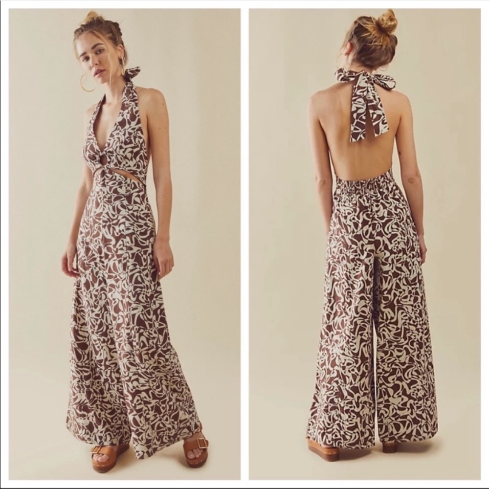 NWT FREE PEOPLE Sz L  KIRA JUMPSUIT CUTOUT ONE PIECE